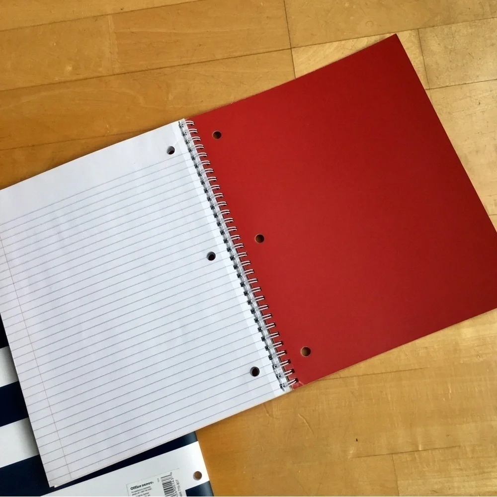 Nautical Anchor on Stripe Notebook + Folder Stationery Set, Navy, White, Red